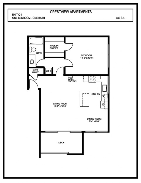 a floor plan of one bedroom one bathroom house plans with walk in closet